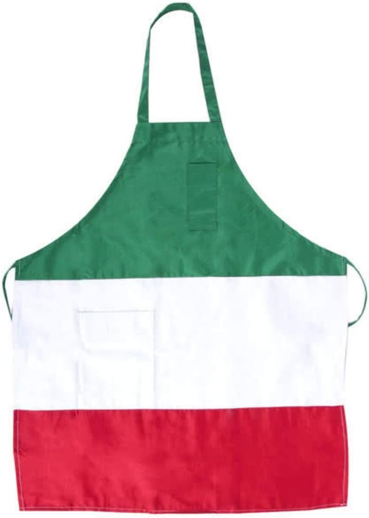 Italian Flag Apron - Full Bib Apron with pockets for Italian Party Night (Full Length)