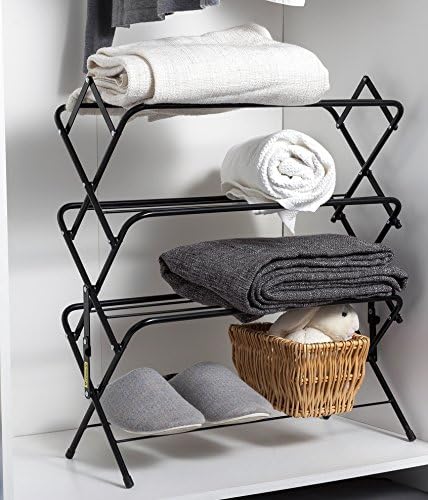 4-Tier Shoe Rack Holder/Shelf Organizer, Matte Black - Stackable Storage Corner Racks, Perfect for Cabinet, Entryway, or Garage