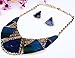 Qiyun (TM) Chunky Women's Blue Enamel Tibet B Bib Necklace Stud Earrings Set