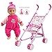 WonderPlay Doll Stroller with Baby Doll Foldable Umbrella Doll Strollers with Swivel Wheels Handles for Toddlers Kids