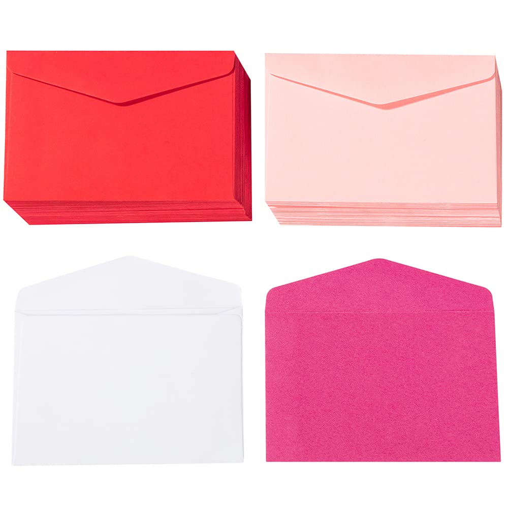Photo 1 of 120 Pack Mini Envelopes Pink Small Envelopes Tiny Pockets with Gummed Flap for Valentine's Day Business Cards Small Gift Cards, 4.13"×2.76",(4 Colors, 30 for Each Color)