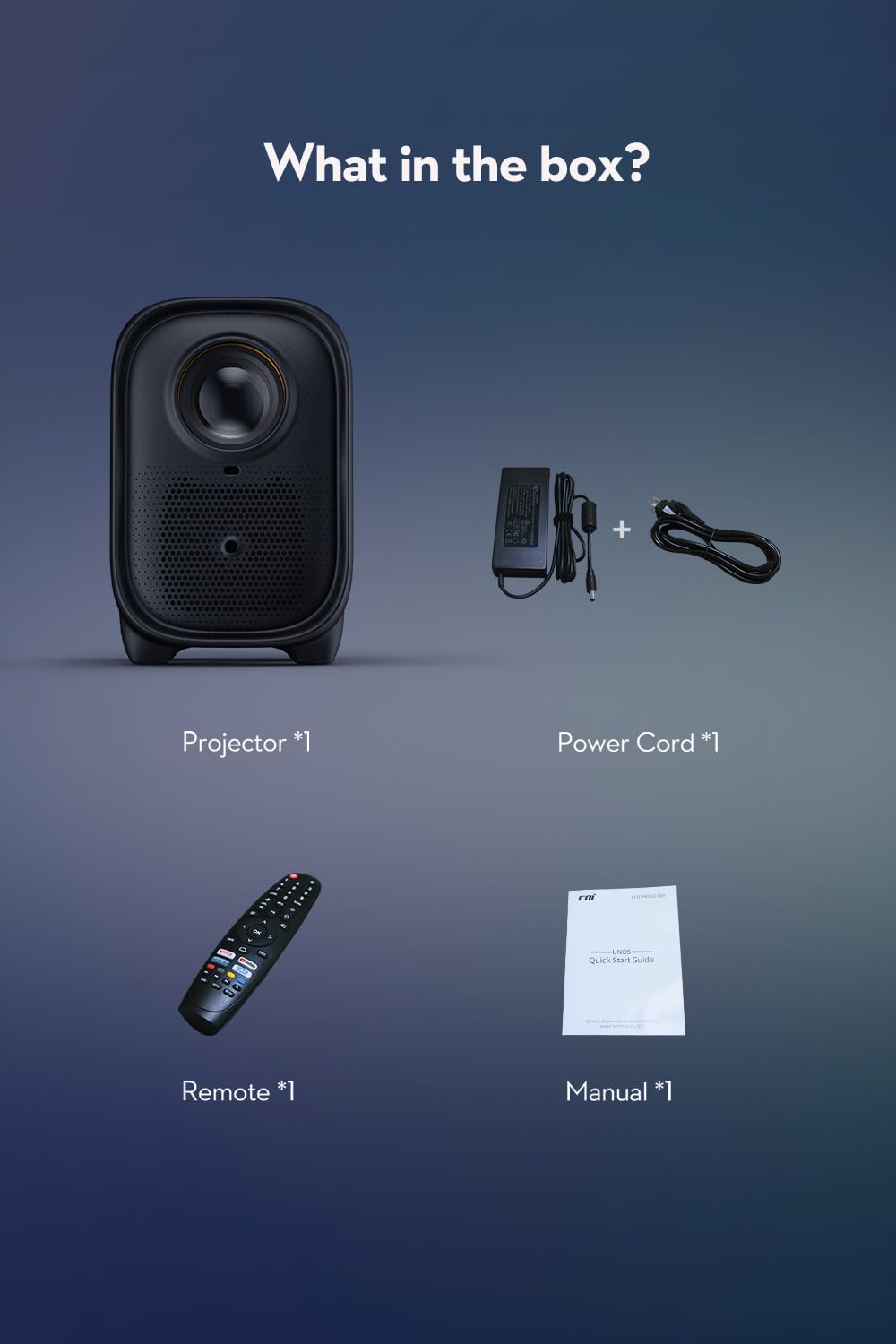 Netflix Projector, COI UNO5 Projector with 800 ANSI Lumens, 1080P Projector Support 4K, Smart Projector with Linux System, Projector with WiFi and Bluetooth,Dolby, HDR10, Auto Focus/Keystone1