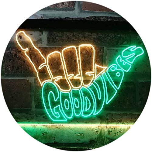 ADVPRO Good Vibes Only Hand Party Decoration Dual Color LED Neon Sign Green & Yellow 12" x 8.5" st6s32-i1076-gy