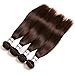 Dark Brown Bundles Human Hair BrazilianStraight Hair Extensions Sew In 9A Grade Virgin 100% Unprocessed Remy Human Hair Weave Extensions (Straight 2#, 18 20 22inch)