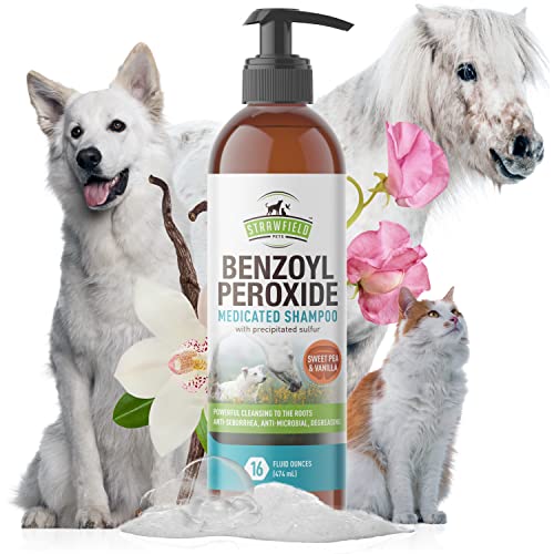 Strawfield Pets Benzoyl Peroxide Medicated Shampoo for Dogs, Cats
