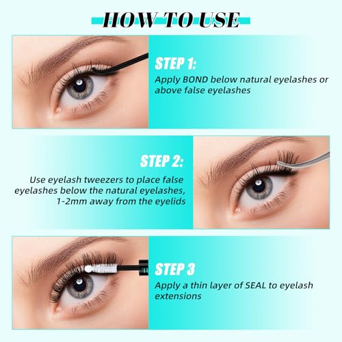 Lash Bond and Seal Waterproof,Eyelash Extension Glues for Lash Clusters,Lashes Glue Long Lasting Eyelashes Glue and Lock for DIY Lash Extensions Super Strong Hold 72 Hours at Home