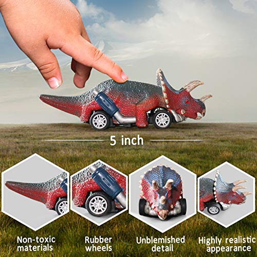image for KONGKISS Dinosaur Toy Pull Back Cars - Dinosaur Toys Cars Vehicles New