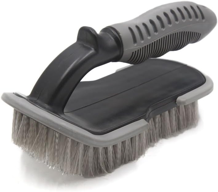 sourcingmap Plastic Handle Carpet Mat Chair Scrubbing Cleaning Brush for Home Car, Black, Gray, 19 x 9 x 8 cm - Image 3