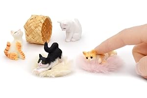iland Cat Figurines,1/12 Scale Dollhouse Accessories,Realistic Mini Cat for Dollhouse Decor & Cake Toppers