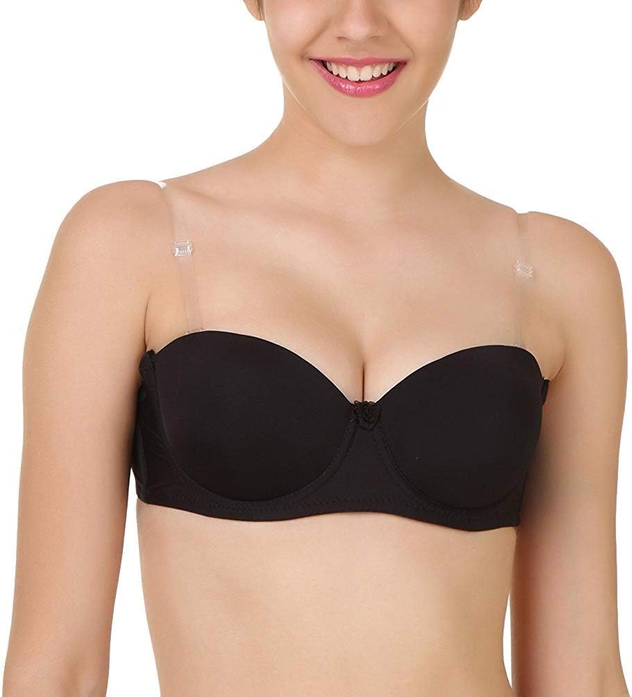 Wetex Premium Women's | Girls Strapless, Transparent Straps Push Up Padded Bra