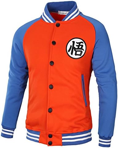 Fashion Dragon Ball Adult Button Sports Casual Sweater (M, Orange&blue)