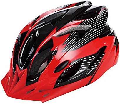 Safety Red/Black Bike Helmet Cool Ultralight Adult Road Mountain Bike Cycling Helmet 56-63cm Head Circumference with Detachable Visor