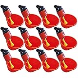 4Clovers 12pcs NO PECK Automatic Poultry Watering Drinker Cups Float Style Gravity Feed Waterers Chicks Chicken Duck Quail