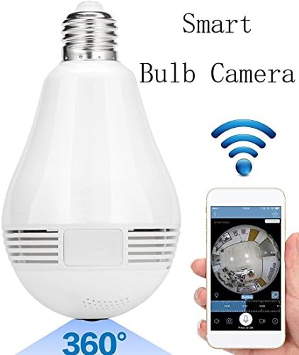 QIYUAA Smart Fisheye Lens 360°Wireless View HD IP Real Time Monitoring And Talking Intercom Camera With Multifunctional LED Bulb Design For Personal Security, White