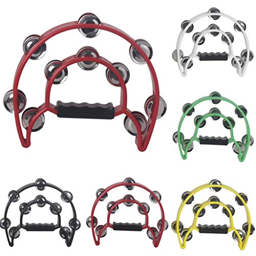 difcuyg5Ozw Double Layer Tambourine Light Durable Metal Jingle Hand-held Percussion Musical Instruments Funny Toy - Black