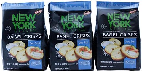 New York Style Bagel Crisps Sea Salt, 7.2 Ounce -(Pack of 3) Best Party Snacks