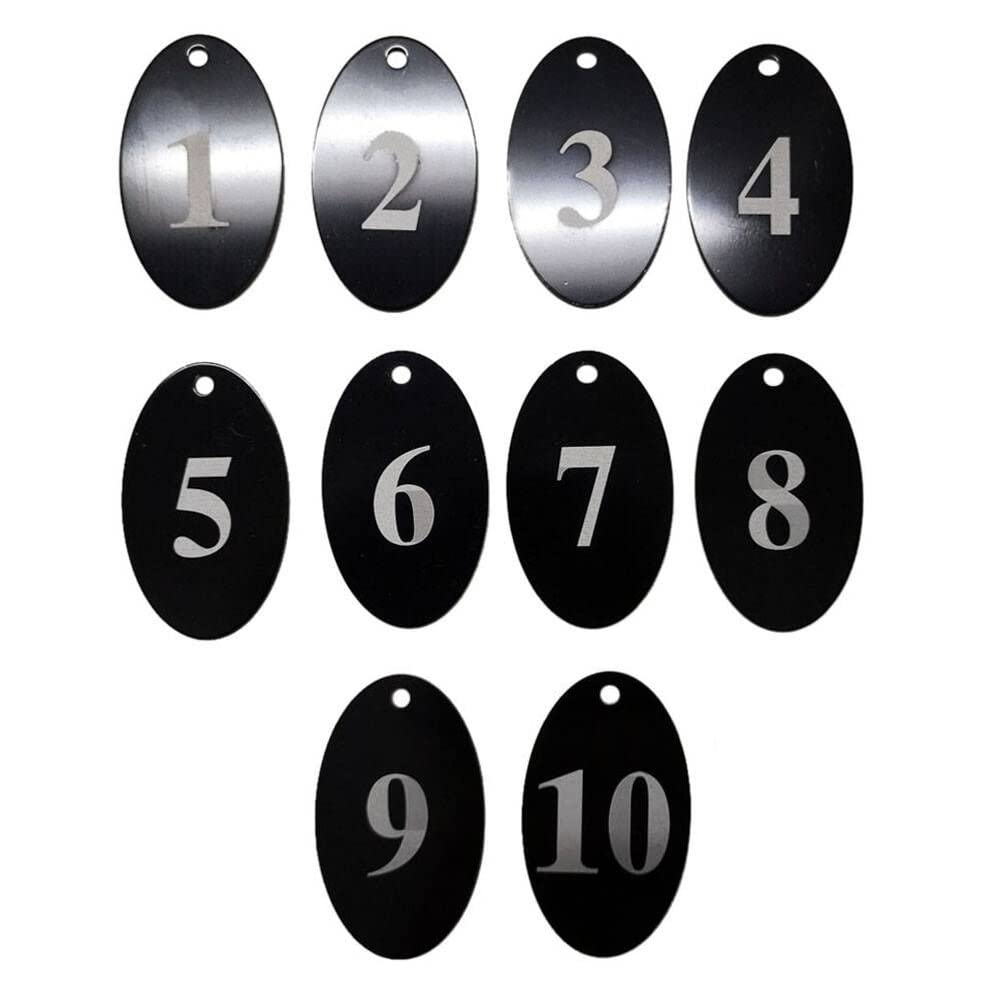 Sourcemall Aluminum Alloy Numbered Tags with Key Ring (Black, 1-10)