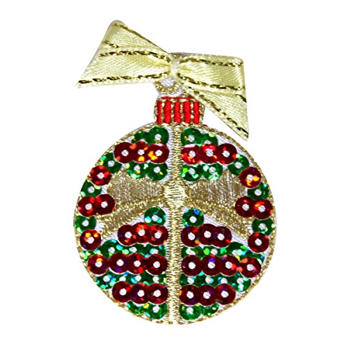 ID 8211B Sequin Christmas Tree Ornament Patch Ball Bulb Iron On Applique
