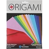 Yasutomo Colorful Double Sided Origami, 15 Colors, 45 Sheets, Size 5 7/8" Square, Arts and Crafts Supplies