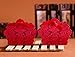 ponatia 50 PCS Laser Cut With Ribbon Wedding Party Favor Box, Wedding Gift Box, Chocolate Candy and Gift Boxes (Red)