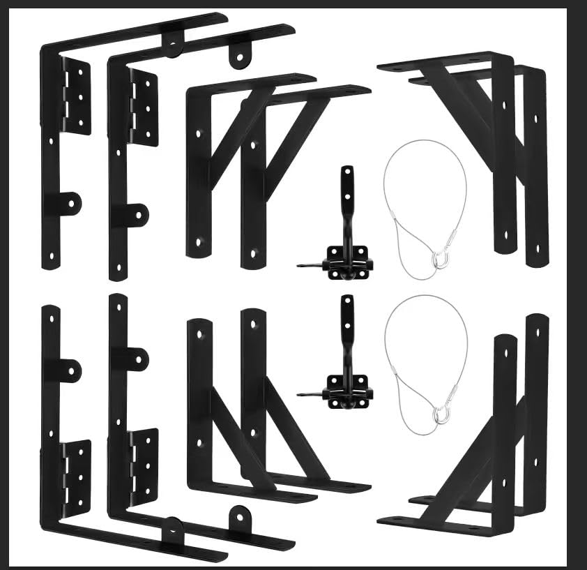 Photo 1 of Anti-Sag Door Kit with Self-Locking Latch Wooden Fence Door Corner Support Bracket (2 Sets, Black)