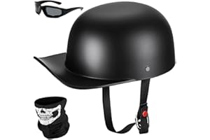 Yesmotor Baseball Motorcycle Helmet Half Cap for Bike Cruiser Chopper Moped Scooter- Dot Approved