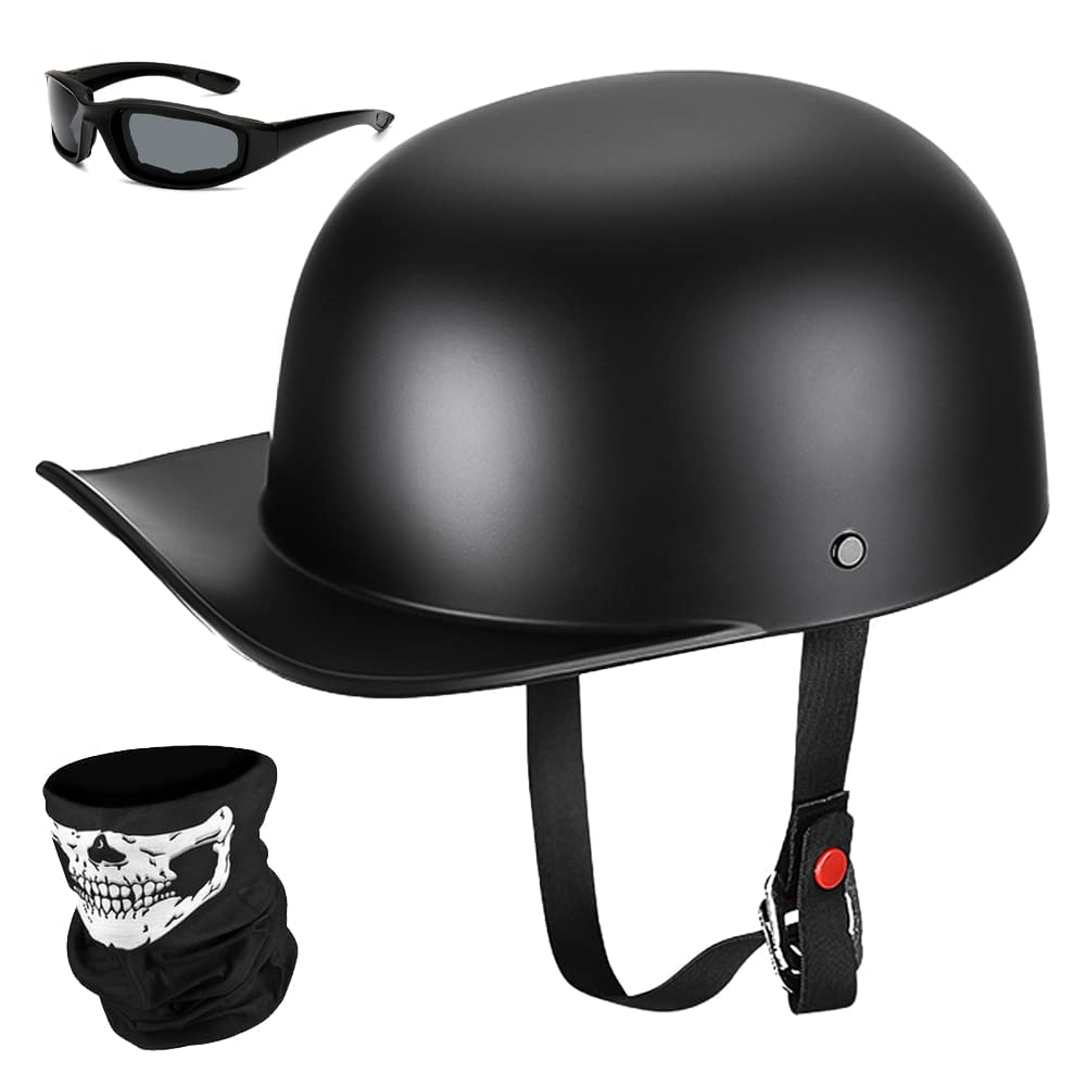 Photo 1 of Yesmotor Baseball Motorcycle Helmet Half Cap for Bike Cruiser Chopper Moped Scooter- Dot Approved (Matte Black, M)