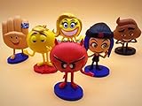 Emoji Movie Collectible Figures Set | Poop Devil Smiley Meh High5 Jailbreak | Heavy High Quality Toys | 3 Inch Each 6 Piece Dolls + 3D Stickers | By ToysOutLet_USA