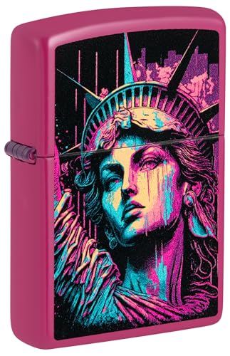 Zippo Windproof Lighter - American Lady - Pink Frequency Finish, Colour Image - Refillable - Reusable - Windproof Design - Gift Box - Metal - Made in USA