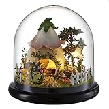DIY Mini Glassball Wooden Dollhouse Miniature Kit with LED Idea Gift Travel world Series--Green Garden