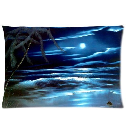 666PC 800 Bob Ross Csg002 Blue Moon Pillowcases Custom Pillow Case Cushion Cover (35cmx50cm)