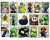 Nintendo Super Mario Brothers 19 Piece Deluxe Holiday Christmas Tree Ornament Set Featuring Unique Wooden Bomb Ornament, Princess Peach, Yoshi, Mario, Luigi, Bullet Bill, Donkey Kong, Lakitu Spiny, Shy, Toad, Koopa, and Goomba Ornaments