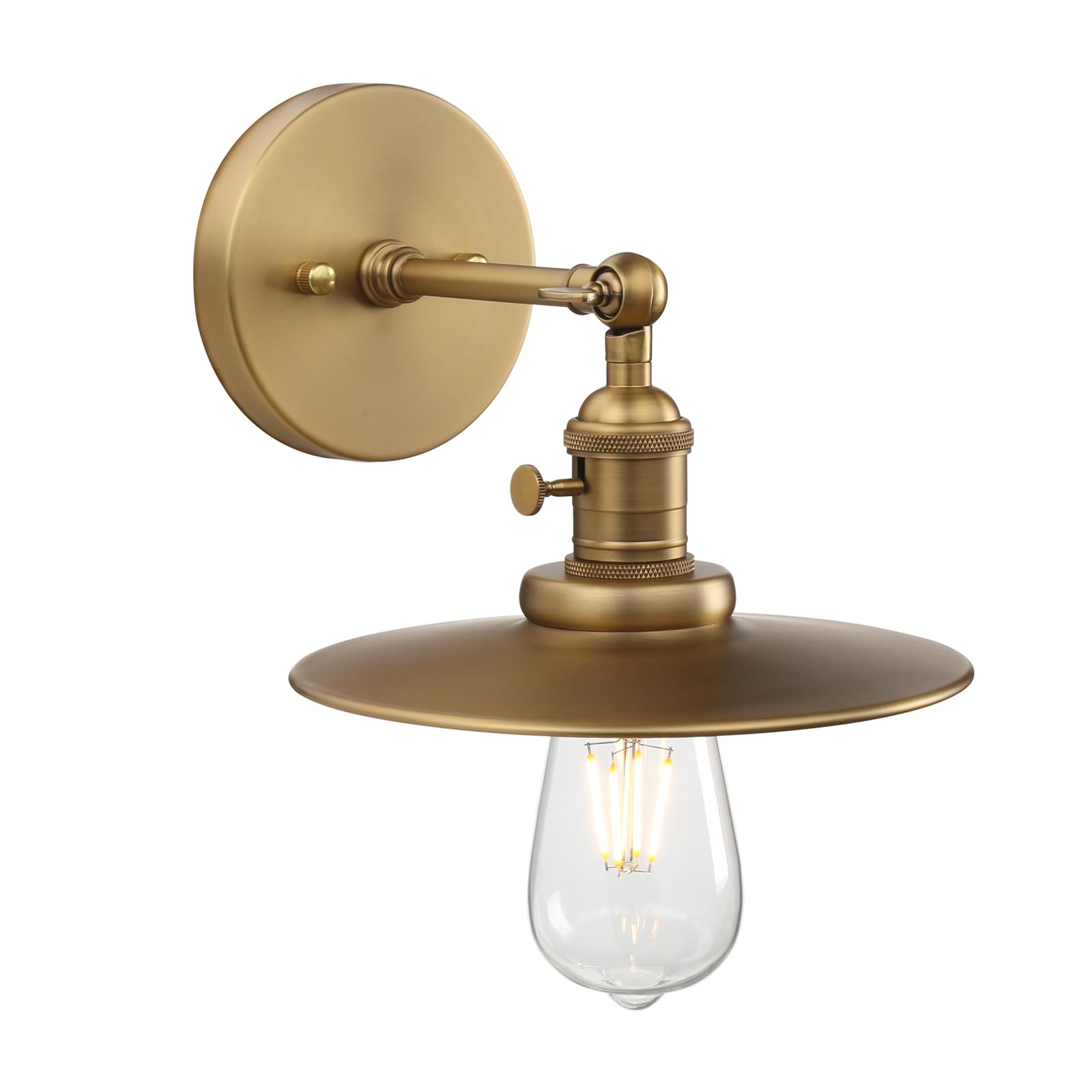 Phansthy Indoor Industrial Wall Light with Switch Modern Wall Sconce Fittings E27 Socket Vintage Metal Shade Hallway Lamps for Living Room Art Decor (Antique)