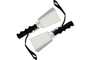 CAPHONT 2pcs Cowbells Steel Cow Bell 9 inch Cowbell Noise Makers Cheering Hand Bell with Wrist Strap for Sports Events,Football Games,Party,Farm, Musical Instruments (White)