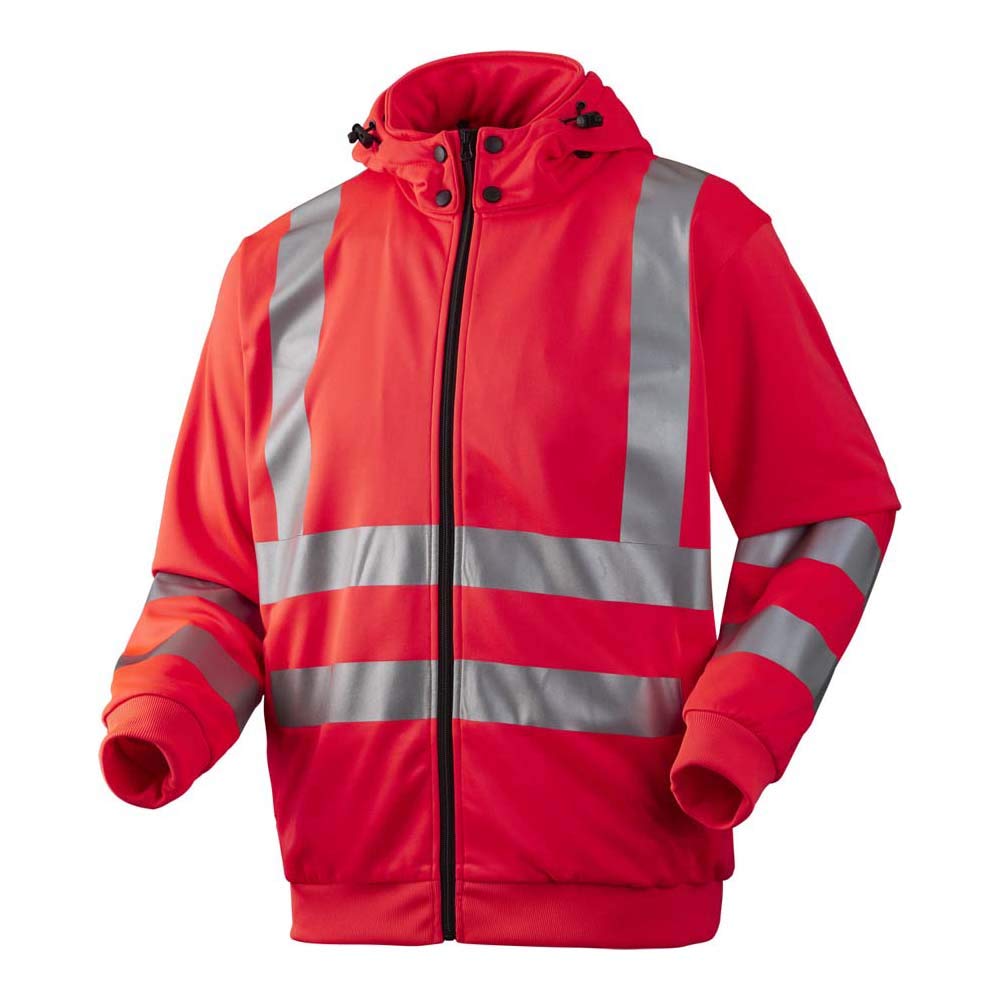 J.A.K. 111435207 Series 11143 65% Polyester/35% Cotton Sweat Jacket with Detachable Hood, EN 20471, Class 3, Red, 4XL Size