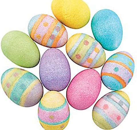 FE-OTC Easter Eggs - Bright Mica Glitter Sparkle Foam Eggs - 1 Dozen