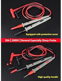 HUASOET   Juego de cables universales de prueba de multímetro digital de 1000 V, medidor, inspección, prueba eléctrica, multimedidor y accesorios duraderos