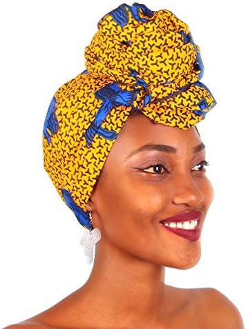 MCYSKK Traditional African Bazin Riche Wax Print Head Wrap Headtie Headwear Nigerian Scarf Gele for Women