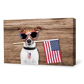 SIGNFORD Canvas Wall Art Funny Animal USA Flag...