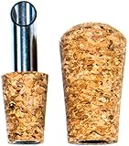 1 Bottle Pourer Spout Stainless Steel & Cork w/ Dust Cap for Olive Oil Wine Liquor