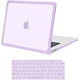 MOSISO Compatible with MacBook Air 13 inch Case M1 2021 2020 2019 2018 A2337 M1 A2179 A1932, Reduces-Fingerprints Case with Soft TPU Bumper Shell&Keyboard Cover for MacBook Air 13.3 M1, Purple