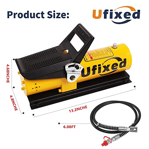 Ufixed Air Hydraulic Foot Pump 10,000 PSI 10 Ton Porta Power High Pressure Foot Control Pneumatic Hydraulic Pump with Air Line Lubricator (Yellow)