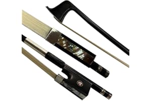 YINFEEL 4/4 Full Size black carbon fiber violin bow Full Advanced Level 4 4 Parisian Eyes Ebony Frog Straight Smooth Screw Strong and Durable Unbleached Mongolian Horse Hair Warm Sweet Sound (1/2)