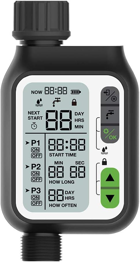 Kacsoo Digital Irrigation Timer, Hose Automatic Watering Timer with Big LCD Irrigation Controller Rain Sensor,3 Separate Irrigation Programs, Faucet Digital Watering Timer for Outdoor Garden Lawn: Home & Kitchen