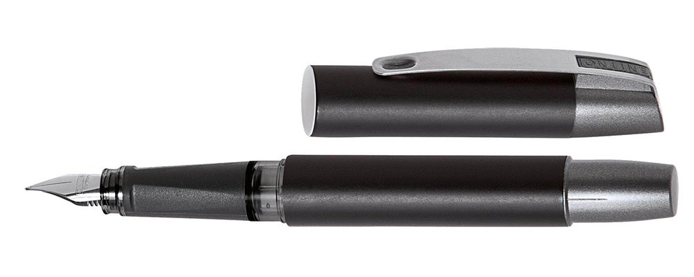 Online calligraphy pen fountain pen/Best writer - Online Campus Lilac - iridium nib size 1,4 mm, ergonomic soft grip, for standard ink cartridges, refillable, ideal for beginners/pupils/students 61317/3D