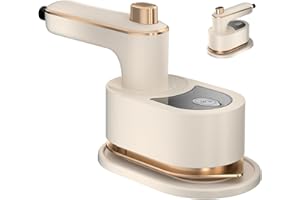 JUSTUP Travel Steamer Iron, Mini Portable Steam Ironing Machine with 30S Quick Preheating, A Must-have Multi Angle Iron with Rotating Handle for Travel, University Dormitories, Offices & Homes (Beige)