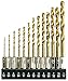 NORTOOLS Hex Shank Drill Bit Set 13 PCS High Speed Steel Titanium Coated Twist Drill Bits 1/4 Inch Quick Change Hex Driver Set for Wood Plastic Aluminum Alloy (1/16