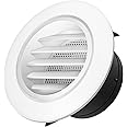 iPower 4 Inch ABS Round Air Soffit Vents Louver Grille Cover with Built-in Screen Mesh for Home Bathroom Office Kitchen Ventilation, 1-Pack, White