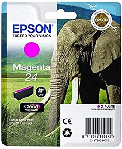 Epson 24 Magenta Elephant Genuine, Claria Photo HD Ink Cartridge, Standard