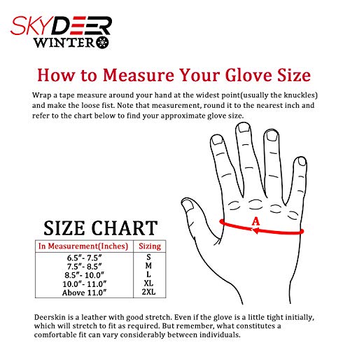 SKYDEER Men's and Women's Pro Warm Deerskin Suede Leather Winter Gloves Gifts for Driving Running Cycling Skiing Work(SD8661KW/M)